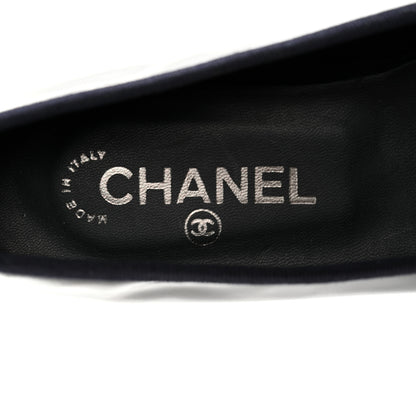 Chanel Patent CC Cap Toe Ballerina Flats 36 Navy Beige 6 of 7
