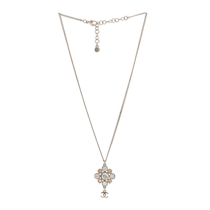 Chanel Crystal CC Drop Pendant Necklace Silver 3 of 5