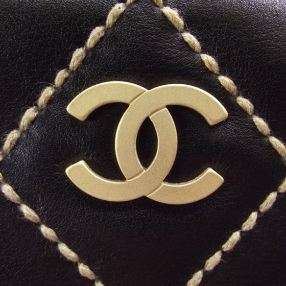 Chanel Leather Diamond Stitch Surpique Handbag Black 7 of 12