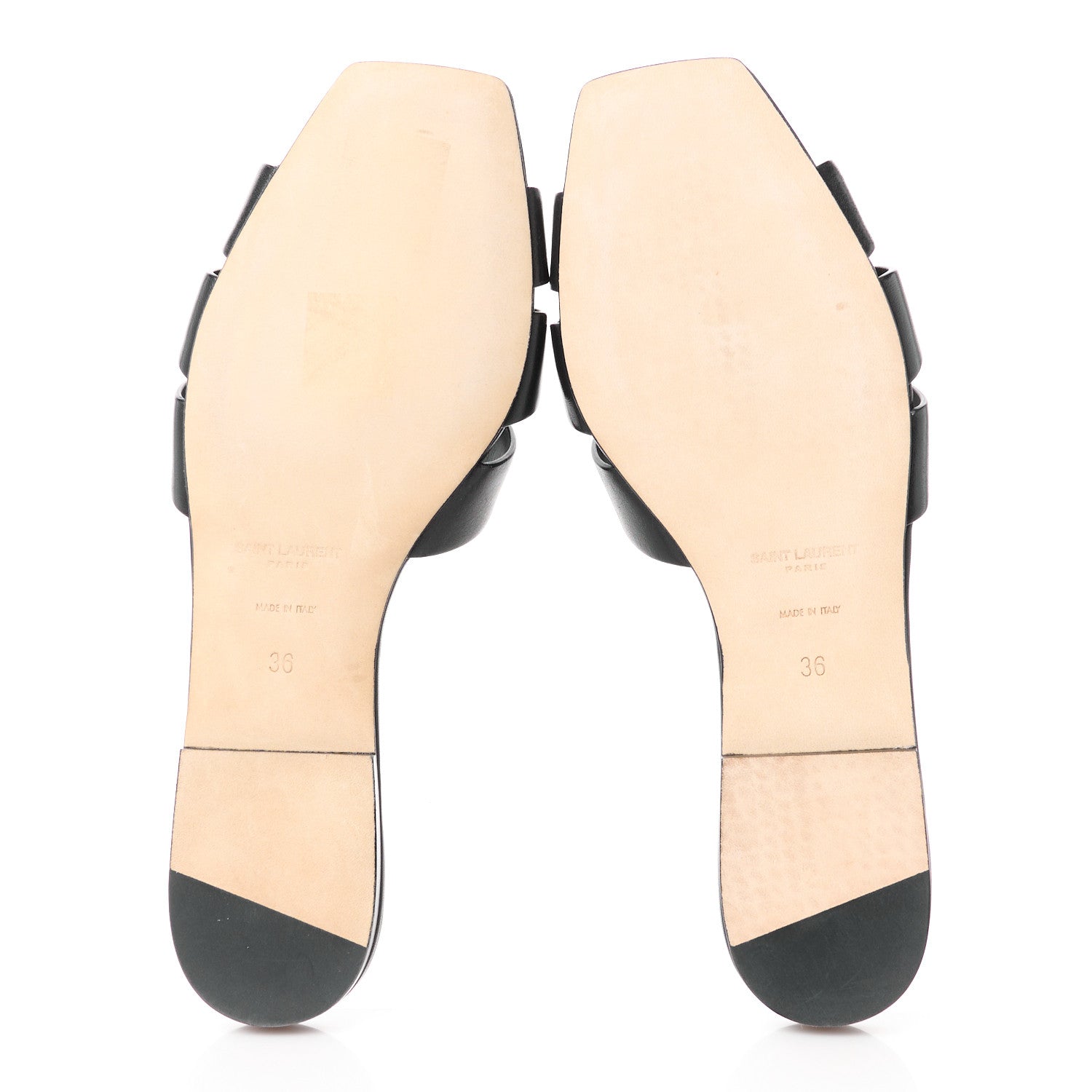 Saint Laurent Calfskin Tribute 05 Slide Sandals 36 Black 5 of 9