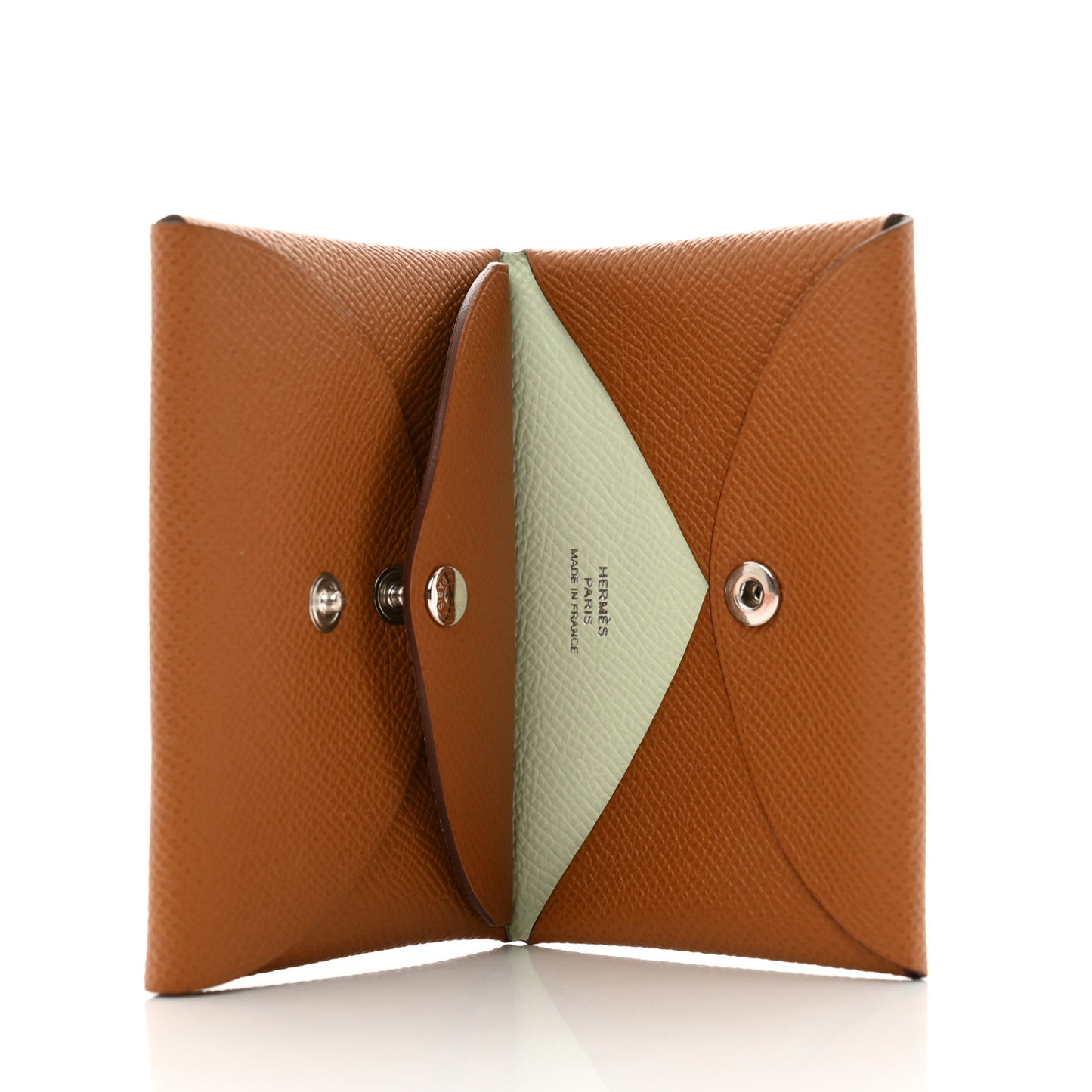 Epsom Verso Calvi Duo Card Case Gold Vert Fizz