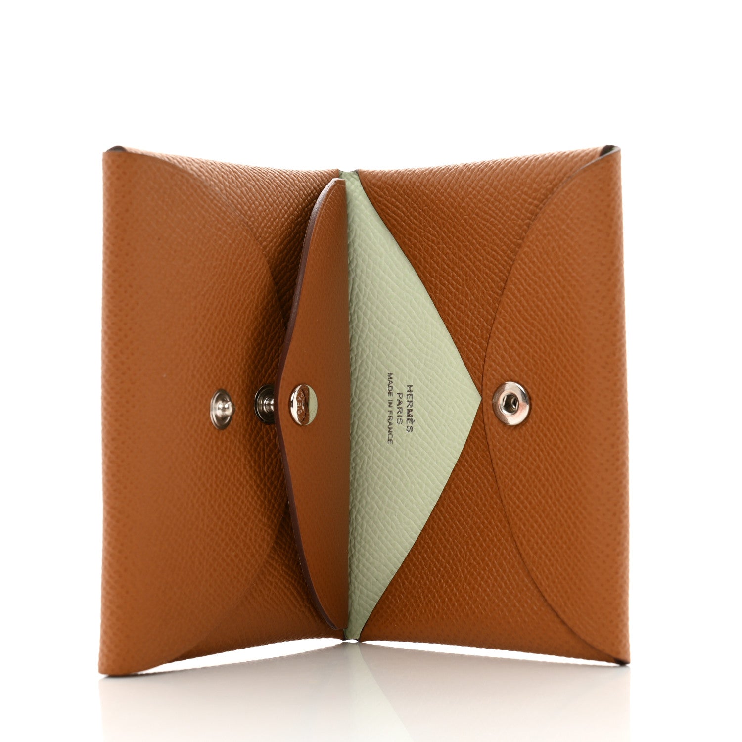 Hermes Epsom Verso Calvi Duo Card Case Gold Vert Fizz 5 of 8