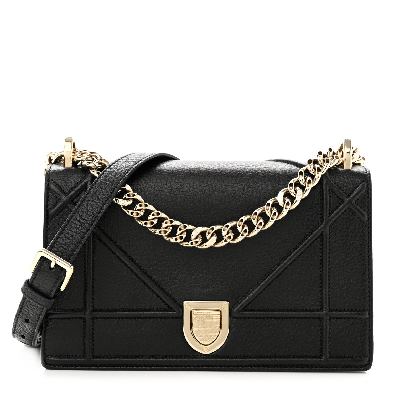 Christian Dior Grained Calfskin Medium Diorama Flap Bag Black 1 of 9