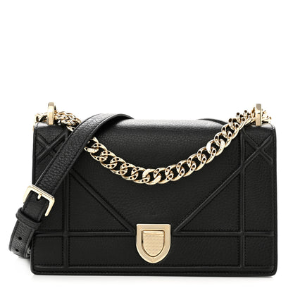 Christian Dior Grained Calfskin Medium Diorama Flap Bag Black 1 of 9