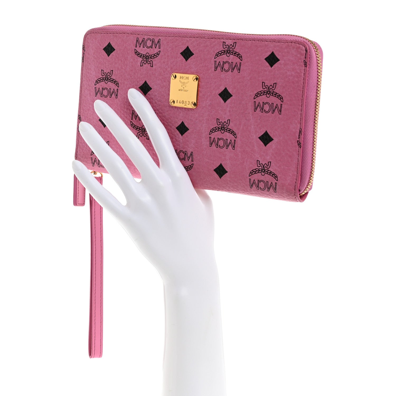 MCM Visetos Zip Around Wallet Pink 2 of 8