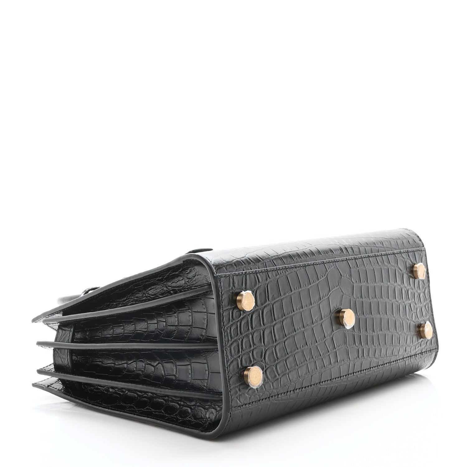 Saint Laurent Calfskin Crocodile Embossed Baby Sac De Jour Black 4 of 10