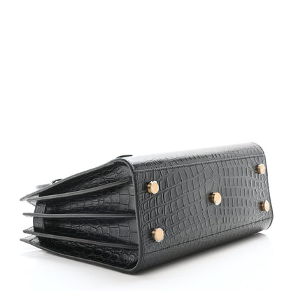 Saint Laurent Calfskin Crocodile Embossed Baby Sac De Jour Black 4 of 10