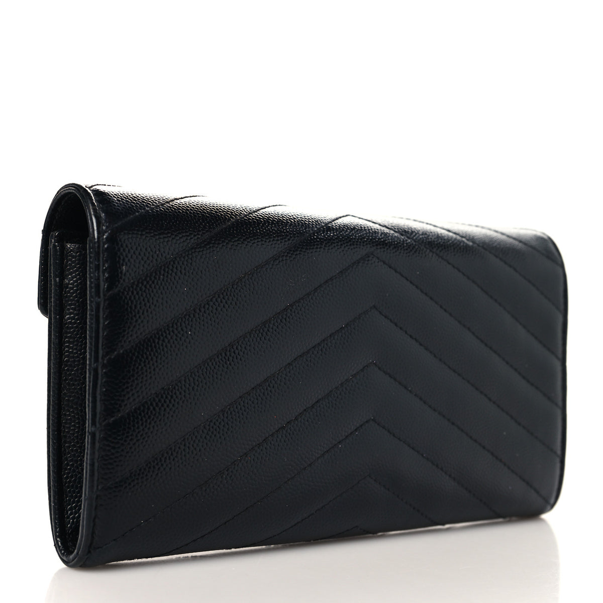 Grain De Poudre Matelasse Chevron Monogram Monochrome Flap Wallet Black