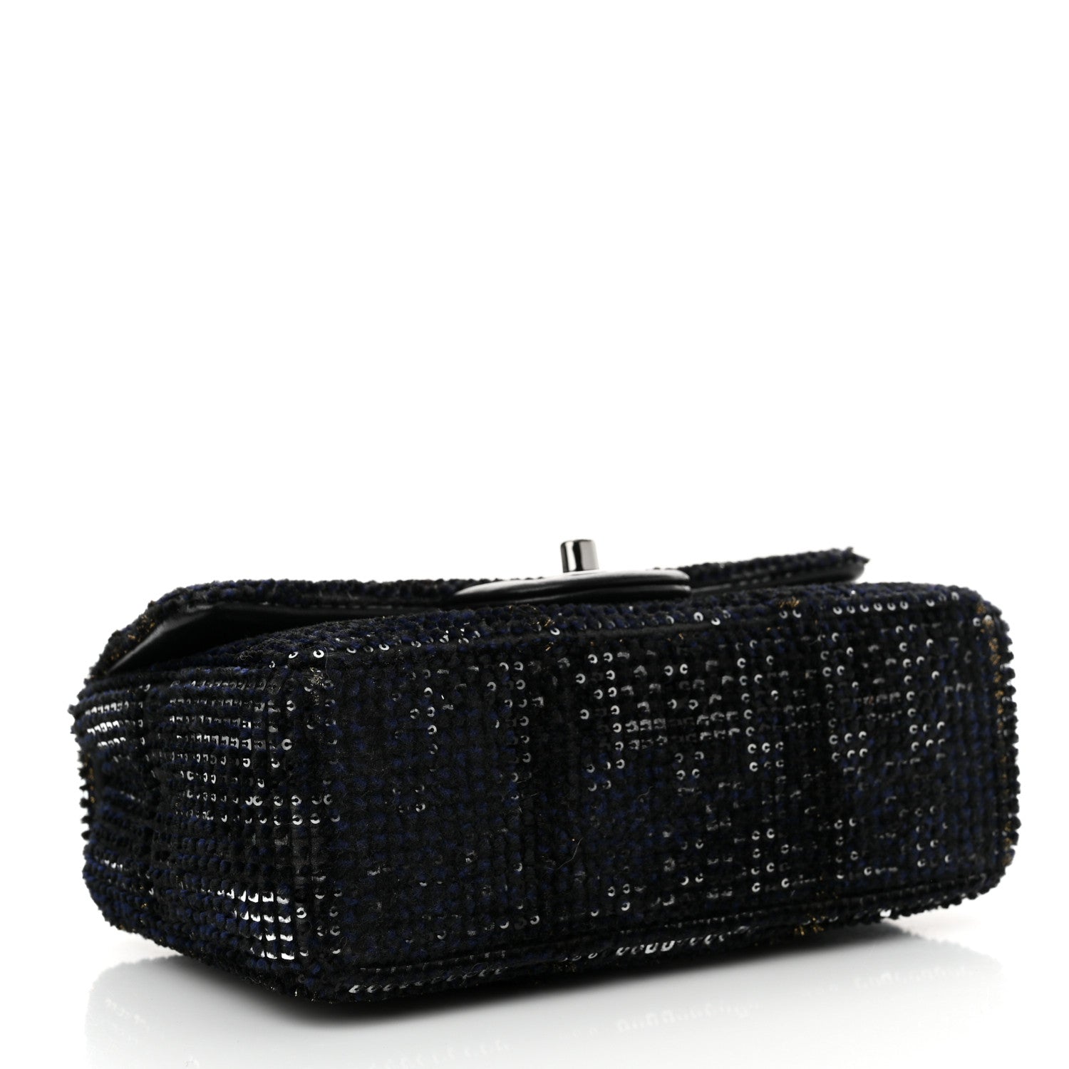 Chanel Sequin Mini Rectangular Single Flap Black Silver 4 of 13