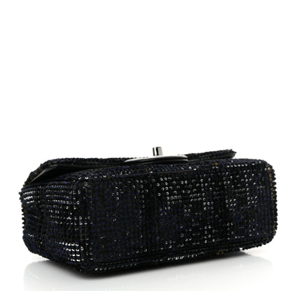 Chanel Sequin Mini Rectangular Single Flap Black Silver 4 of 13