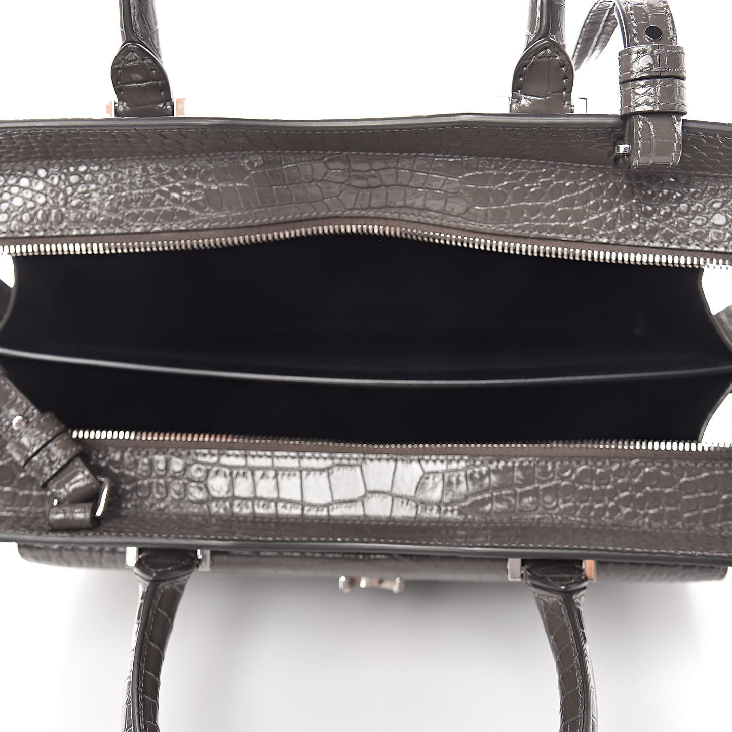 Croc Calfskin Embossed Medium Uptown Tote Asphalt