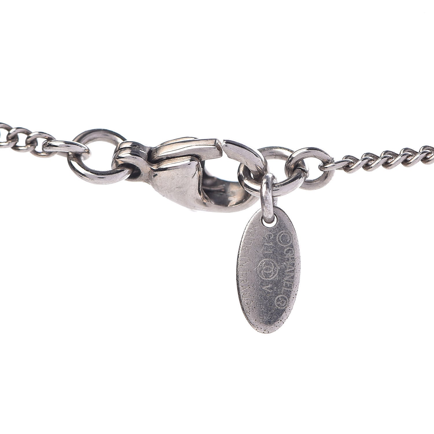 Chanel Crystal CC Necklace Silver 4 of 4