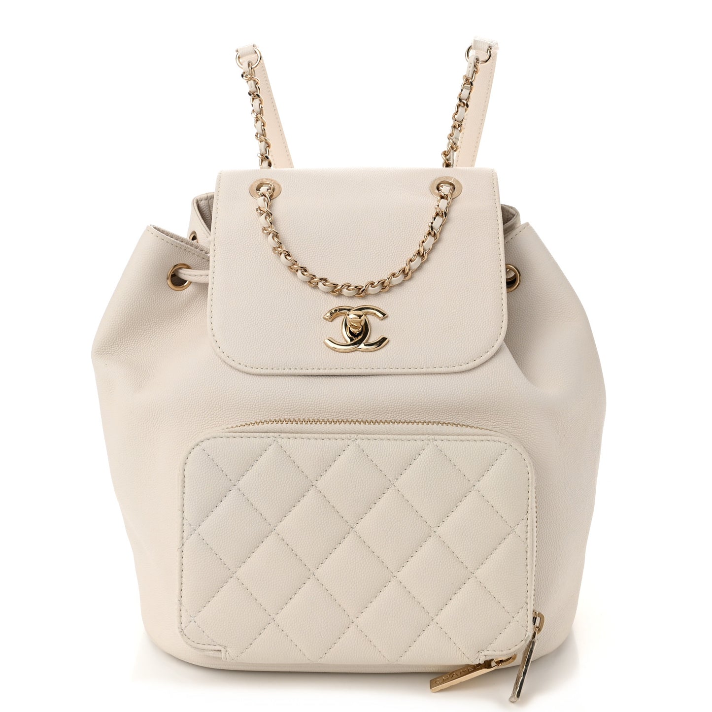 Caviar Quilted Business Affinity Backpack White