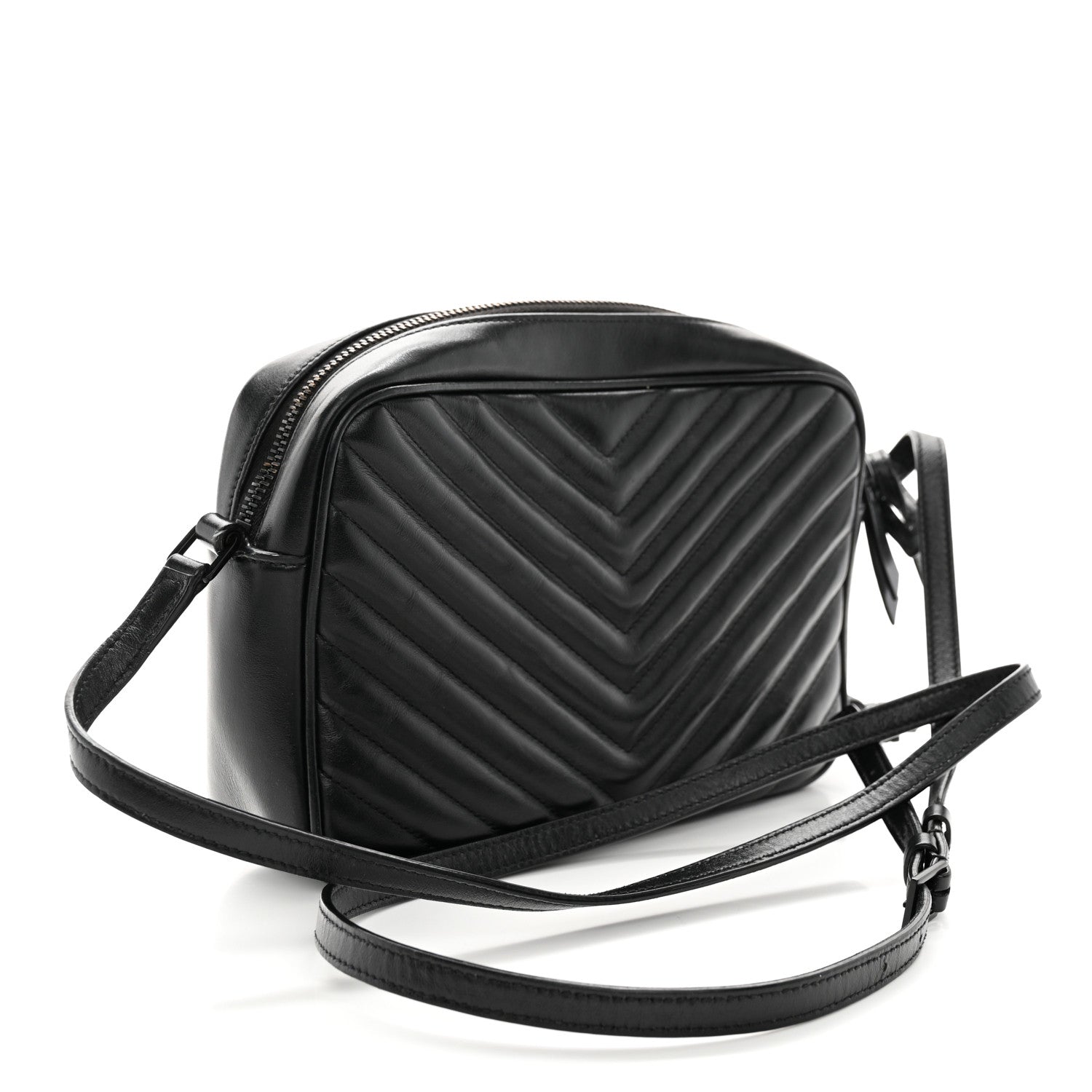 Saint Laurent Calfskin Matelasse Monogram Monochrome Lou Camera Bag Black 3 of 11