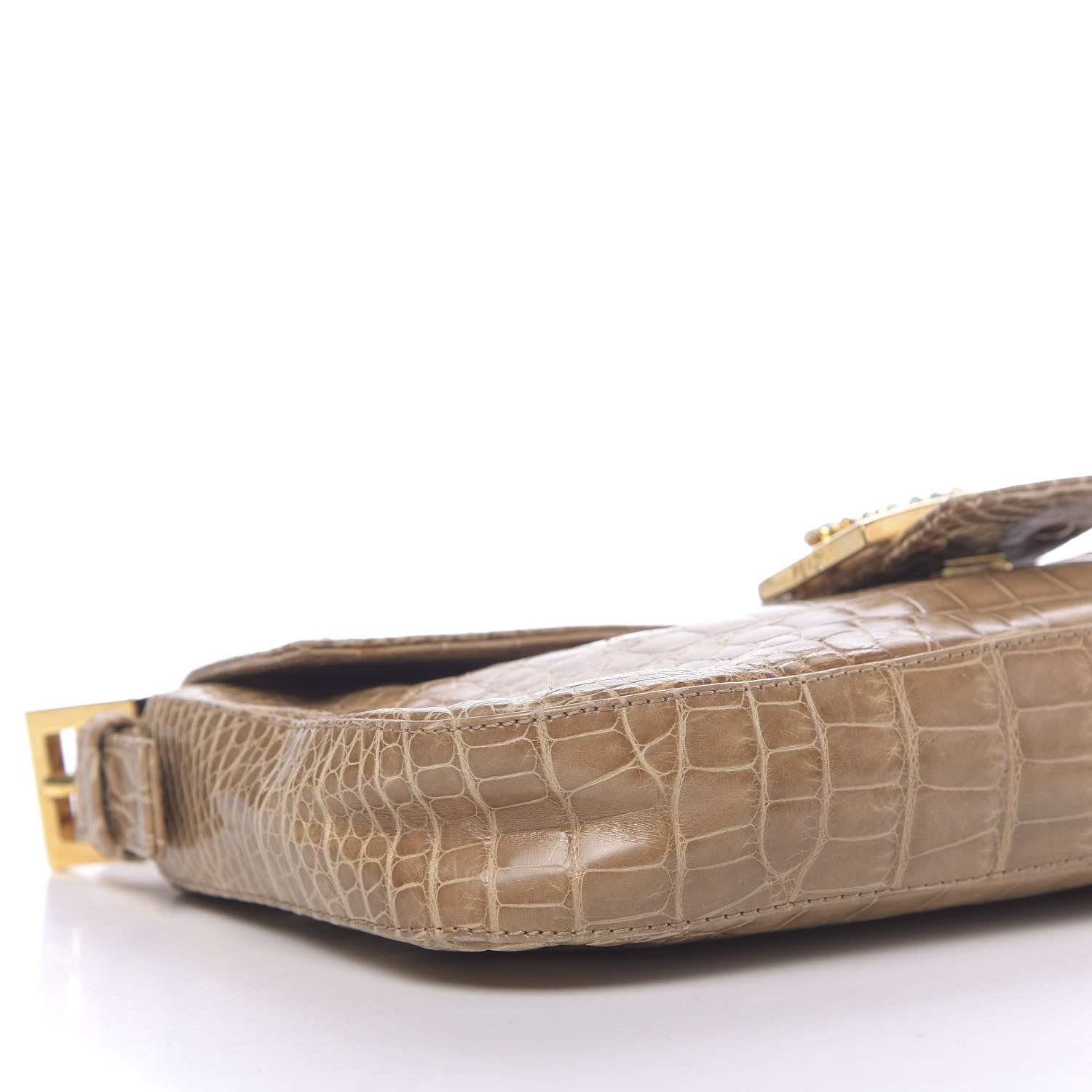 Fendi Fabric Crocodile Crystal Lizard Baguette 9 of 11