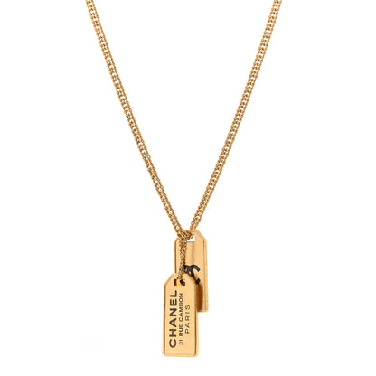 Chanel ID Dog Tag Charm Necklace Gold 1 of 5