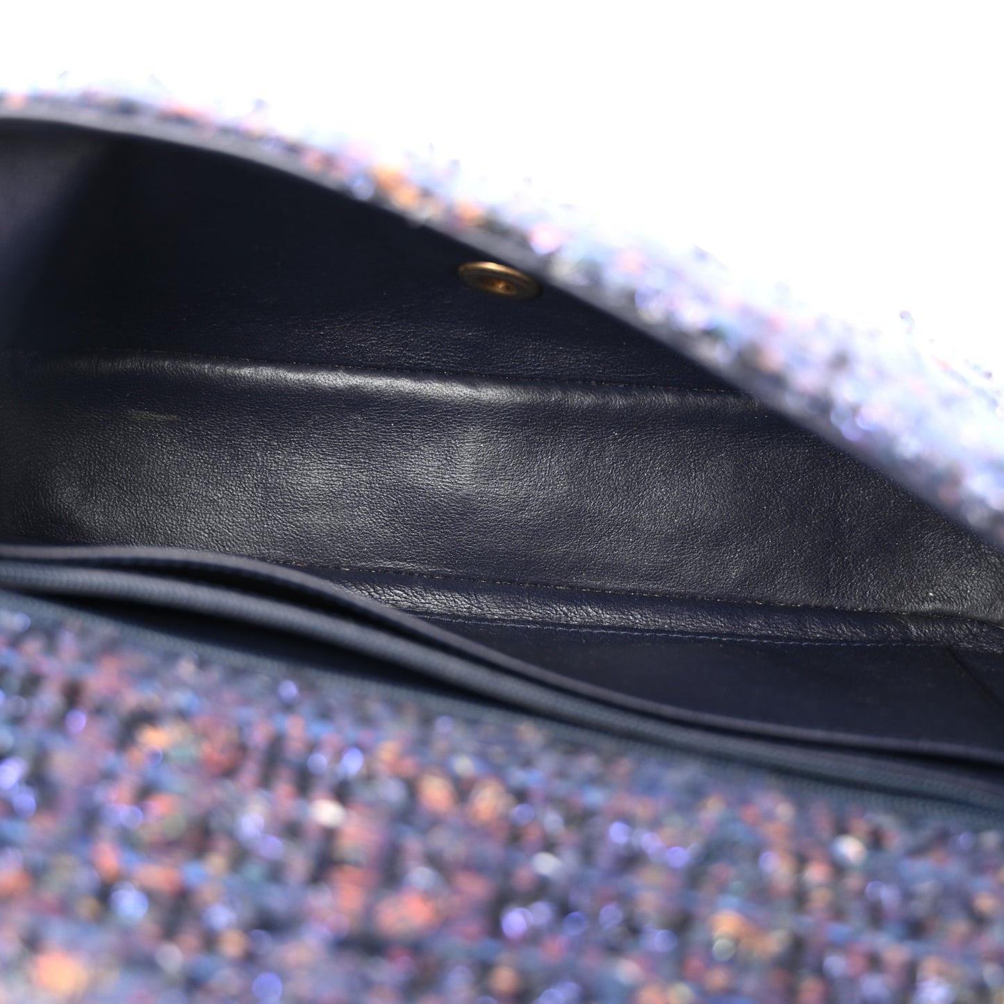 Tweed Medium Single Flap Navy Multicolor