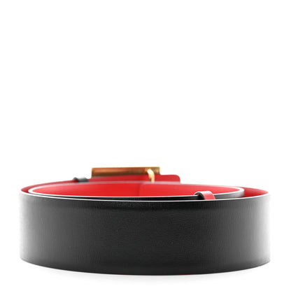 Valentino Garavani Glossy Calfskin One Stud Reversible Belt 70 28 Black Pure Red 2 of 8