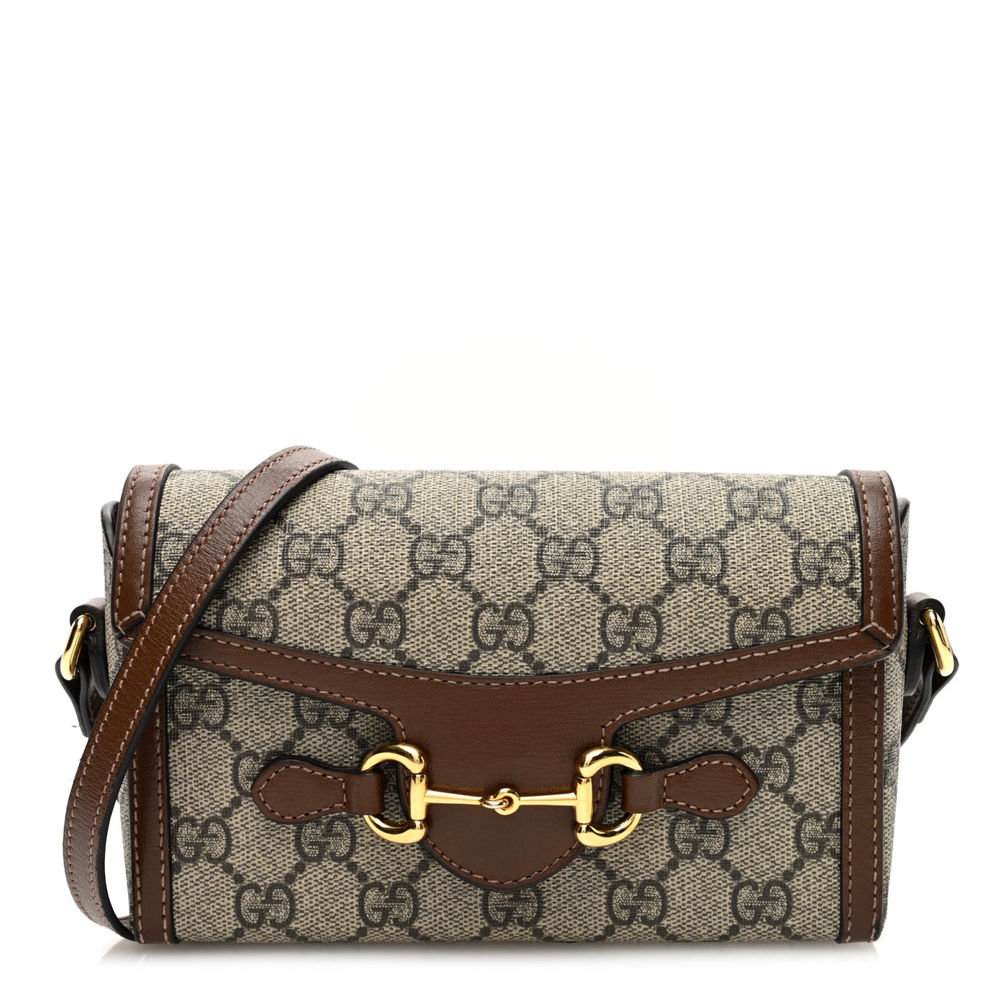 GG Supreme Monogram Mini Horsebit 1955 Shoulder Bag Beige Brown Sugar
