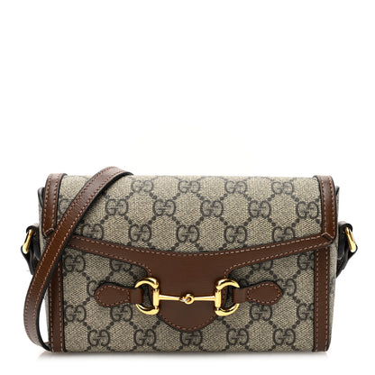 Gucci GG Supreme Monogram Mini Horsebit 1955 Shoulder Bag Beige Brown Sugar 1 of 10