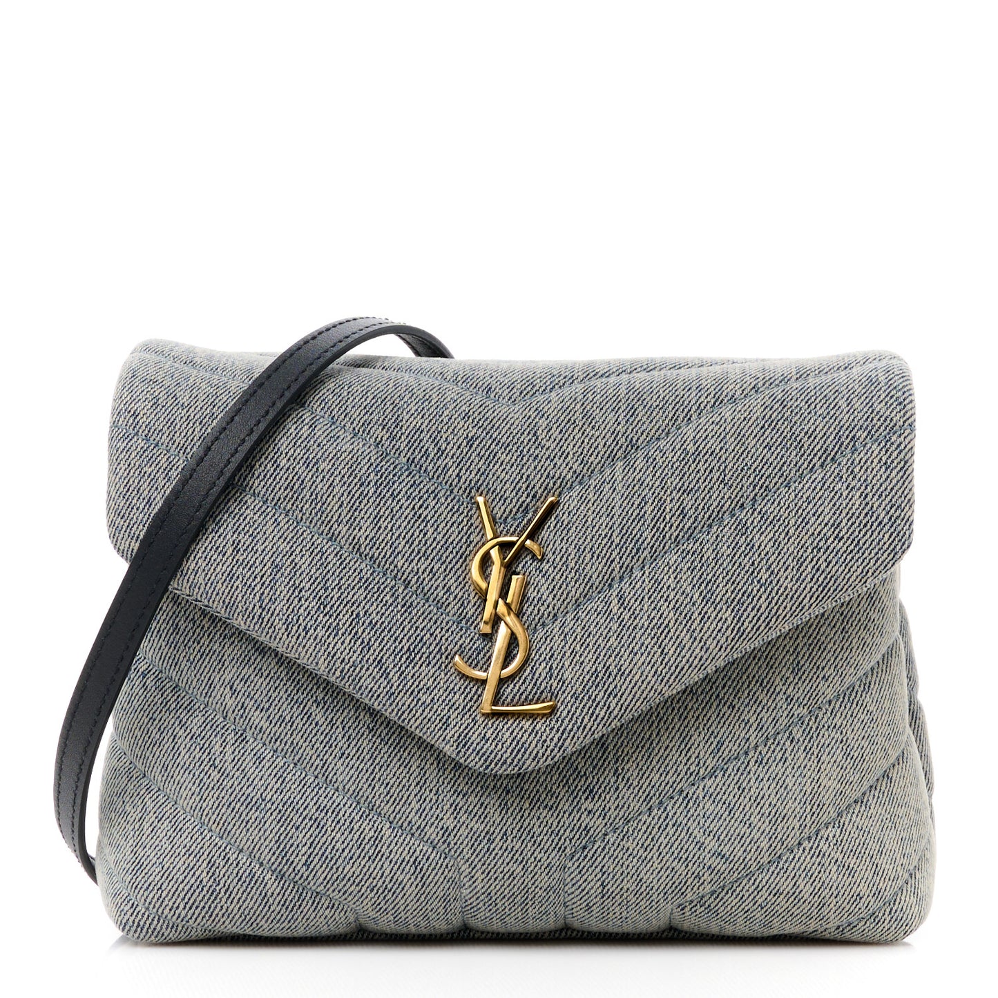 Denim Y Quilted Monogram Toy Loulou Crossbody Bag Grey