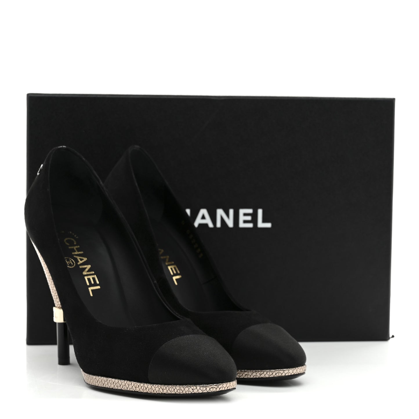 Suede Calfskin Satin Cap Toe CC Pumps 37 Black