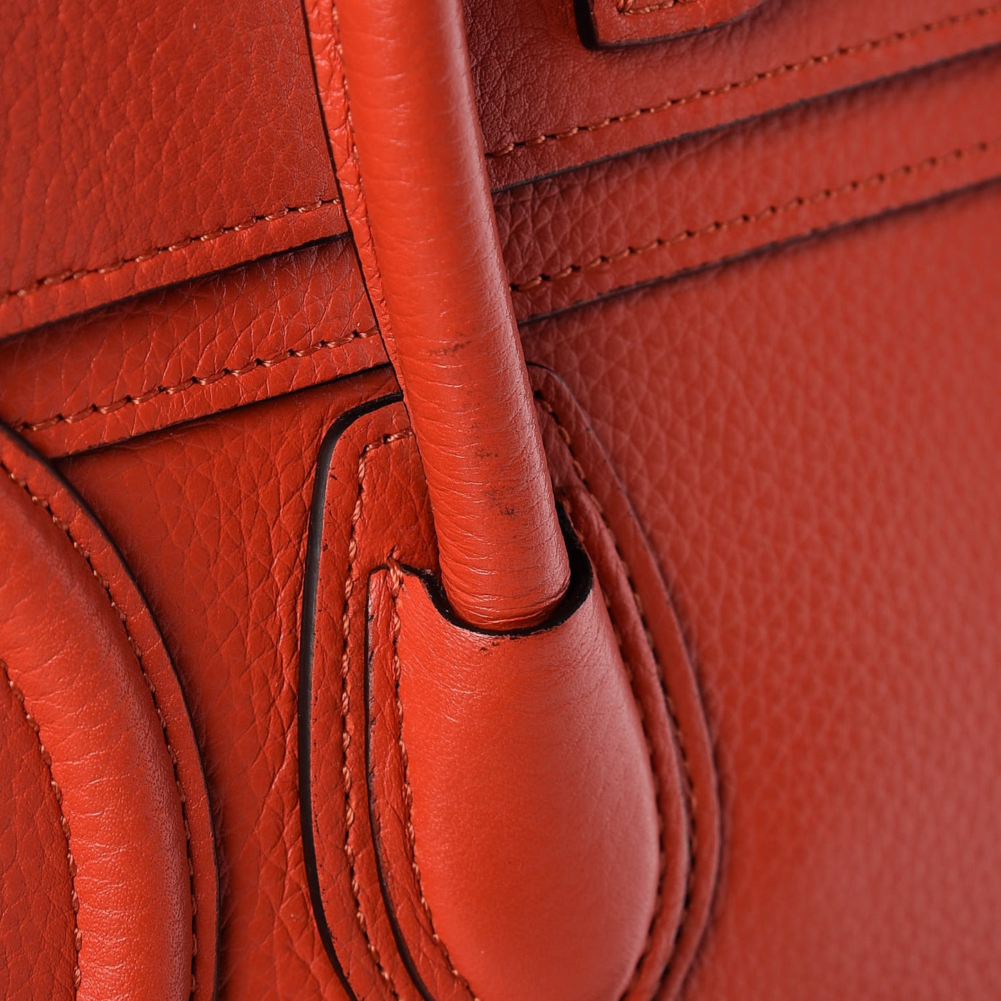 Drummed Calfskin Nano Luggage Vermillion