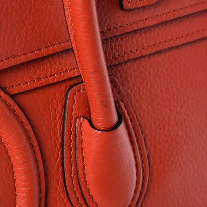 Celine Drummed Calfskin Nano Luggage Vermillion 10 of 11