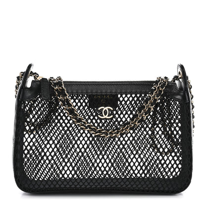 Chanel Mesh Shiny Lambskin Clutch With Chain Black 1 of 11