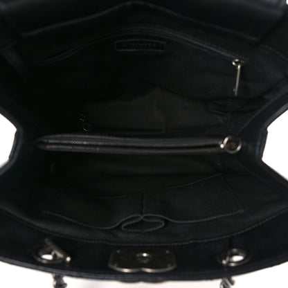 Chanel Metallic Goatskin Quilted Small City Rock Shopping Tote Black 5 of 9