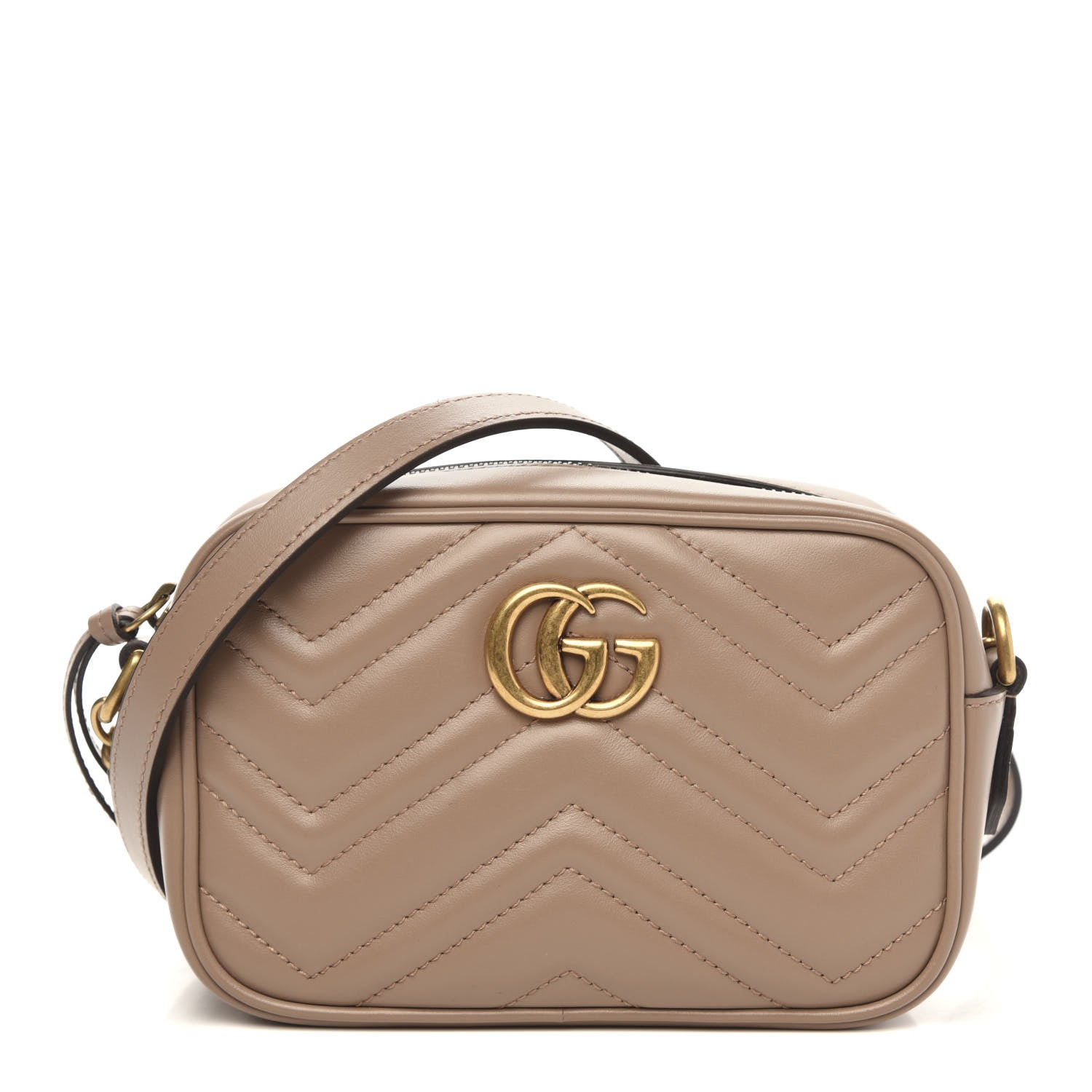 Gucci Calfskin Matelasse Mini GG Marmont Chain Shoulder Bag Porcelain Rose 1 of 11