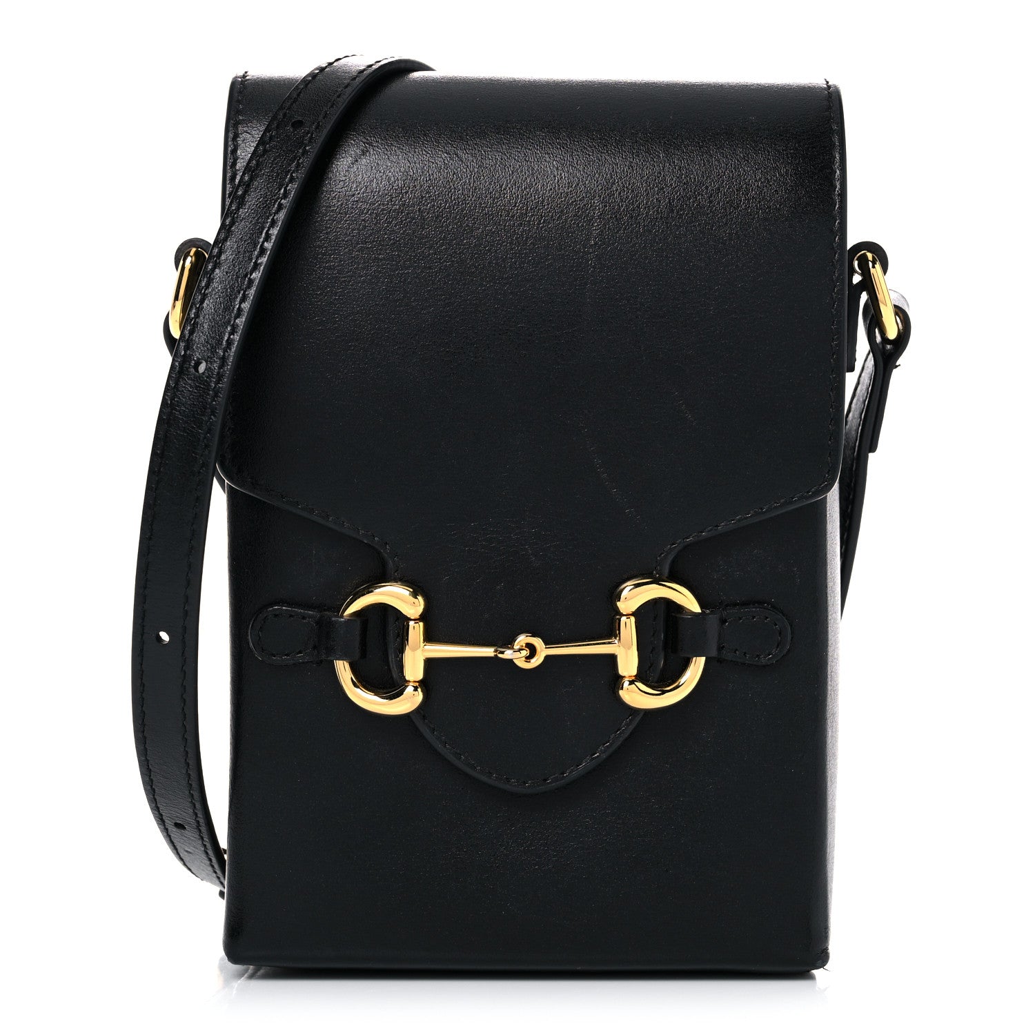 Gucci Boarded Plutone Calfskin Mini Horsebit 1955 Crossbody Bag Black 1 of 19