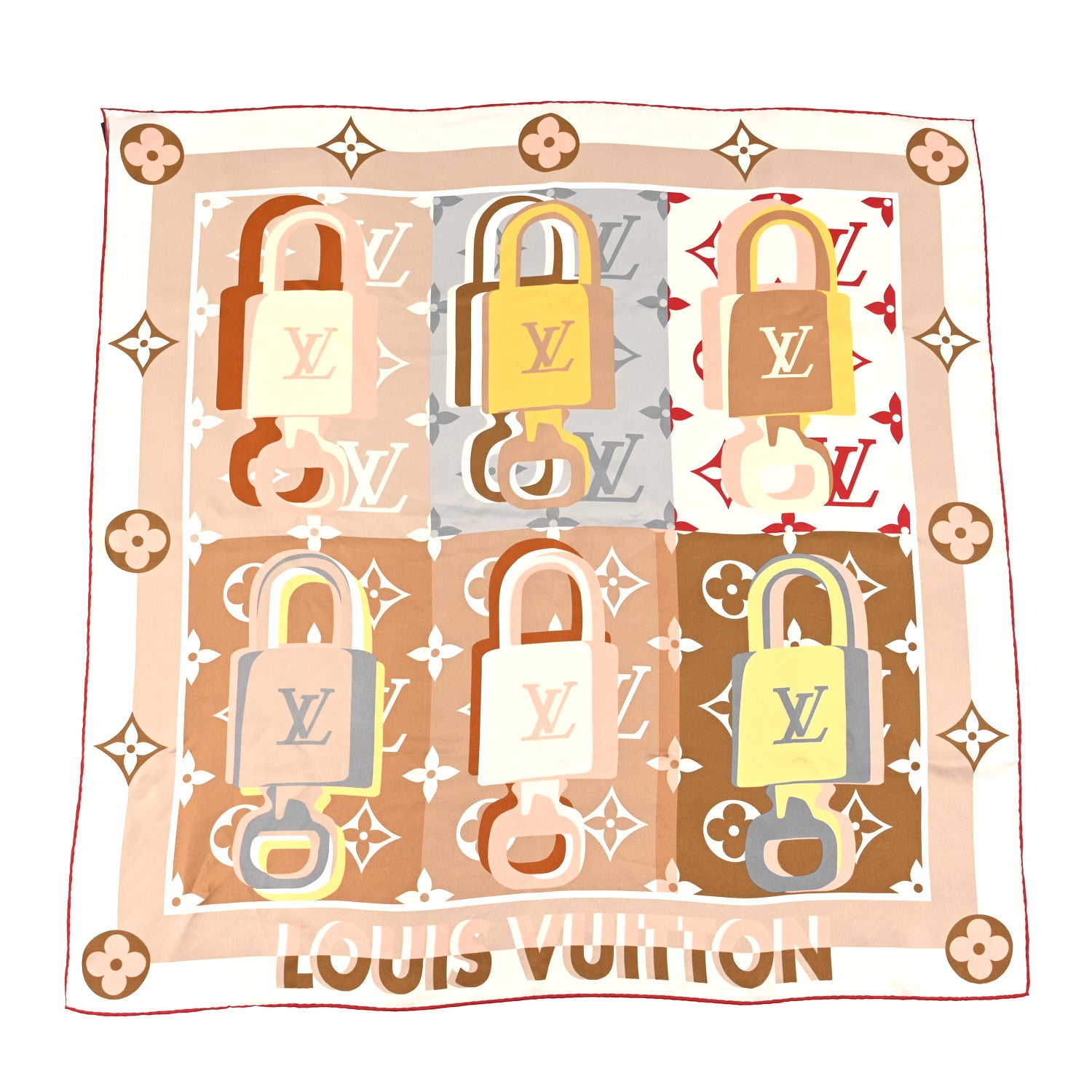Louis Vuitton Silk LV Unlocked Square 90 Scarf Beige 1 of 4