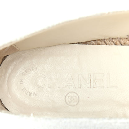 Chanel Tweed Grosgrain CC Espadrilles 38 White Black 6 of 7