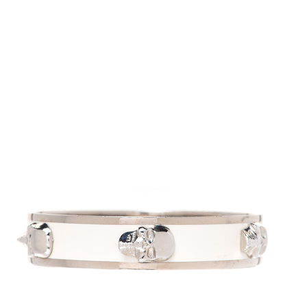 Alexander McQueen 3D Enamel Skull Box Bangle Bracelet White 1 of 5