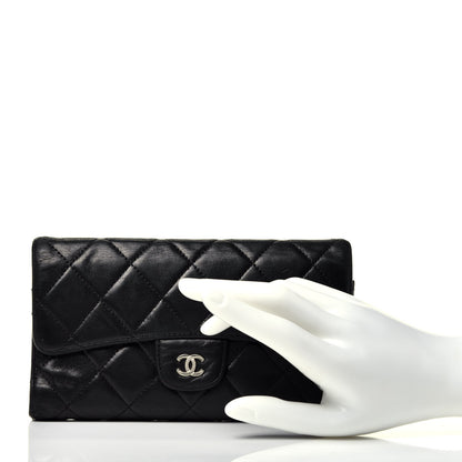 Chanel Lambskin Quilted Large Flap Wallet Black 2 of 7