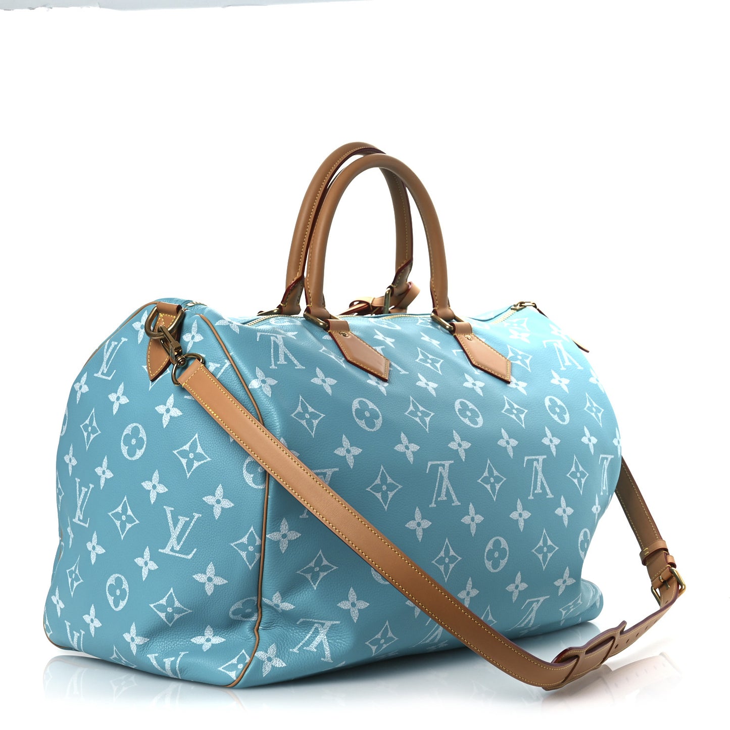 Calfskin Monogram Speedy P9 Bandouliere 50 Turquoise