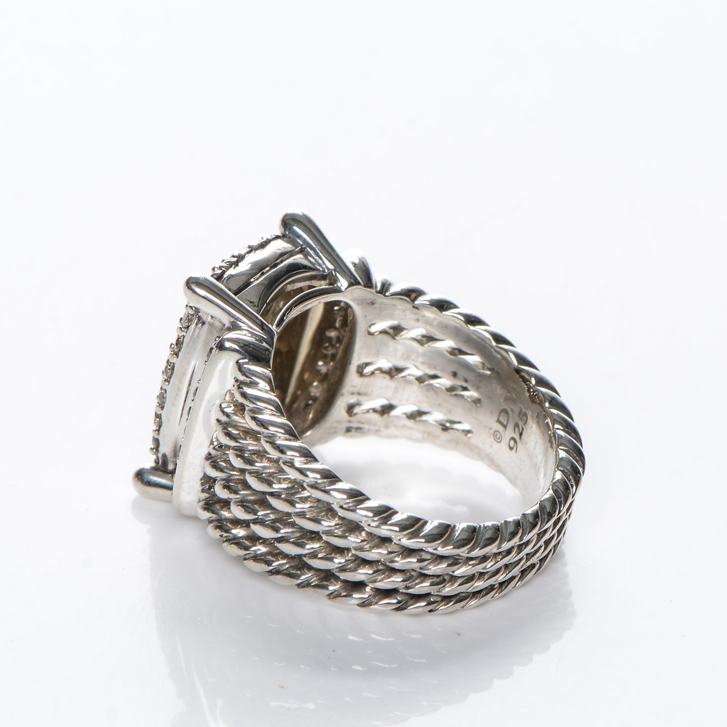 Sterling Silver Diamond 16mm Wheaton Ring 58 8.25