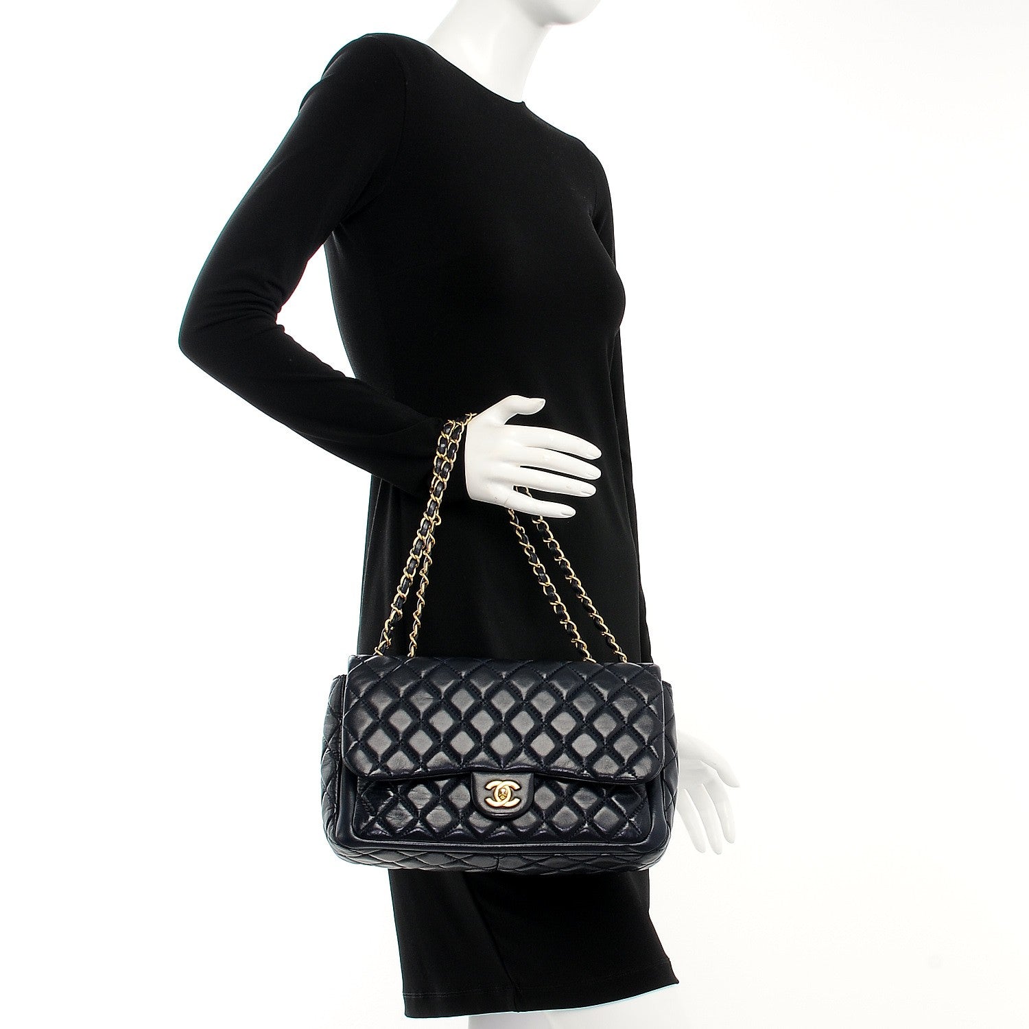 Chanel Lambskin Quilted Large Now and Forever Flap Navy 2 of 8