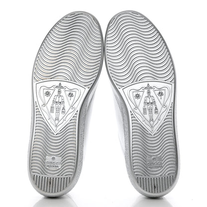 Gucci Metallic Nappa Interlocking G Perforated Mens Ace Sneakers 9 Argento 5 of 9