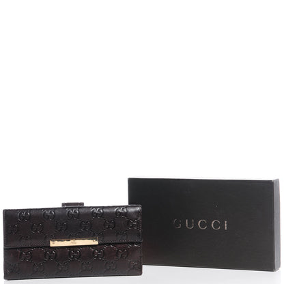 Gucci Guccissima Margaux Calfskin Metal Bar Continental Flap Wallet Chocolate 5 of 9