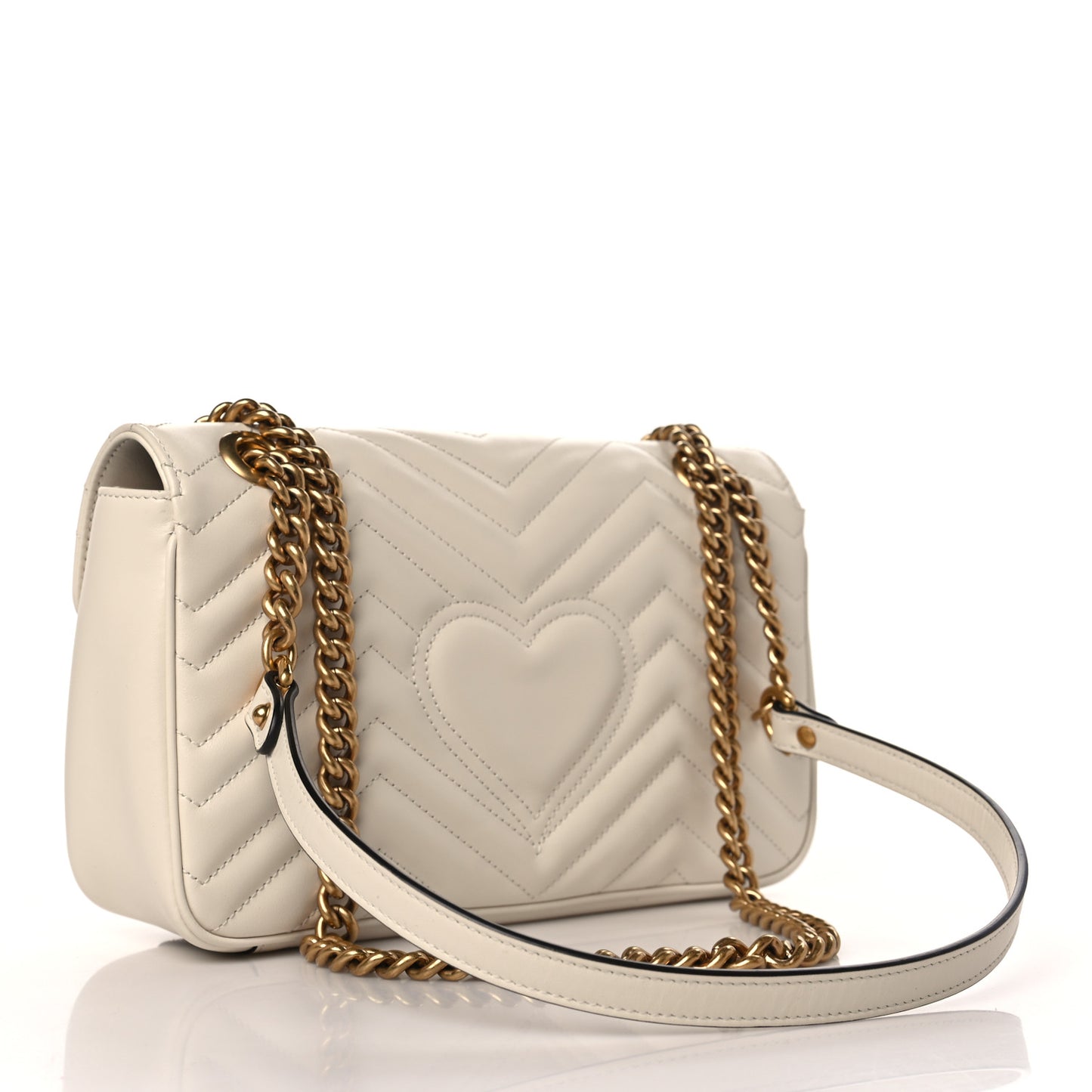 Calfskin Matelasse Small GG Marmont Shoulder Bag White