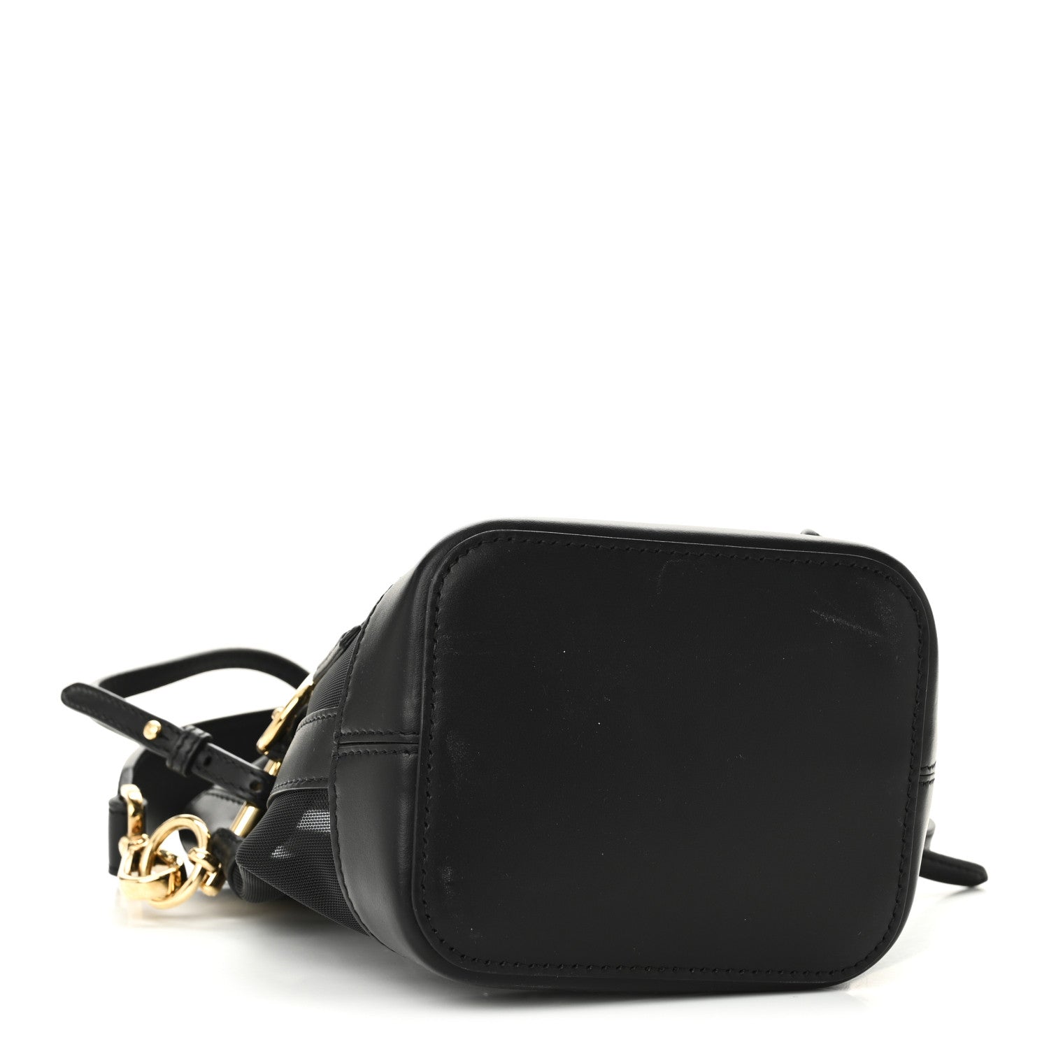 Fendi Mesh Vitello King F is Fendi Logo Embroidered Mini Mon Tresor Bucket Bag Black 4 of 9