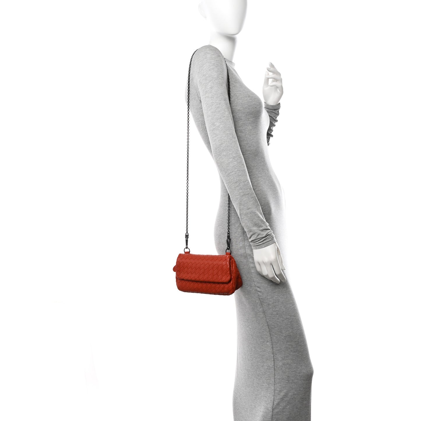 Nappa Intrecciato Baby Olimpia Shoulder Bag Orange