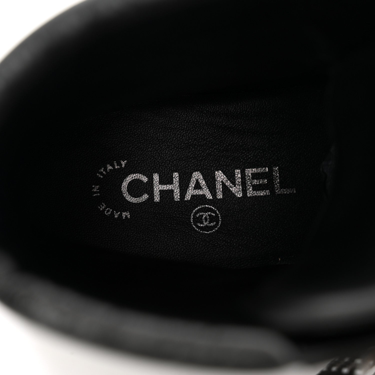 Chanel Calfskin Grosgrain Quilted Lace Up Boots 37.5 Black Grey 8 of 9