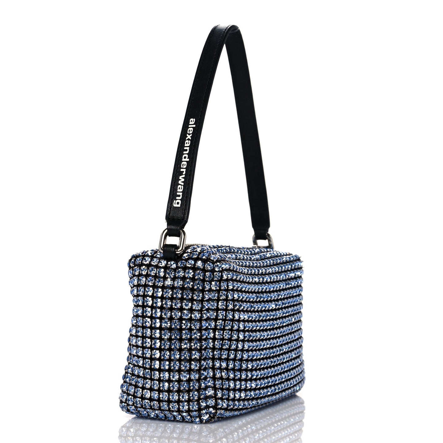 Mesh Crystal Rhinestone Mini Heiress Pouch Navy