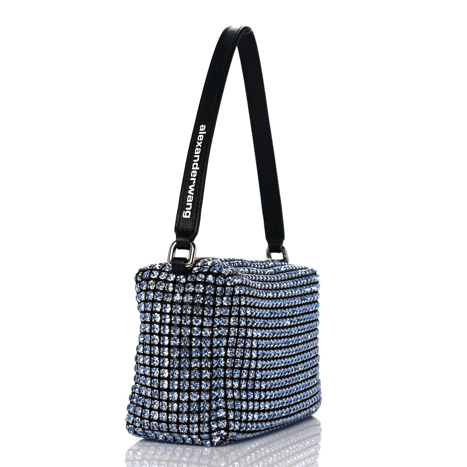 Alexander Wang Mesh Crystal Rhinestone Mini Heiress Pouch Navy 2 of 9