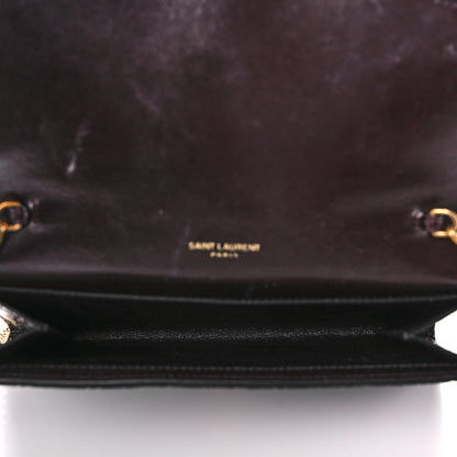 Saint Laurent Calfskin Crocodile Embossed Monogram Uptown Chain Wallet Fondente 4 of 11