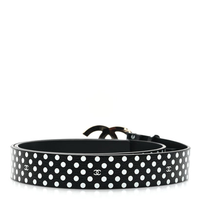 Chanel Printed Lambskin Polka Dot Pearl CC Belt 70 28 Black White 2 of 6