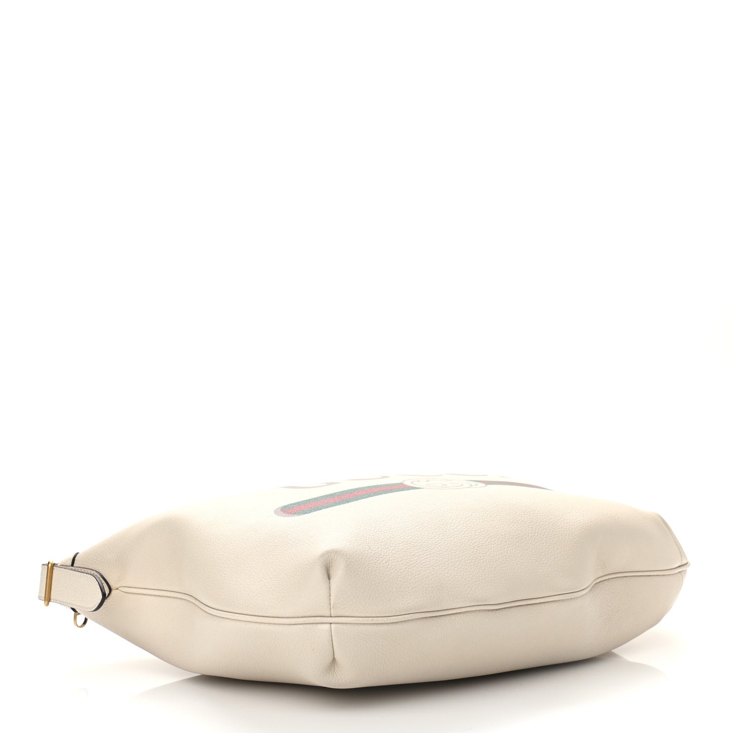 Grained Calfskin Logo Half Moon Hobo White